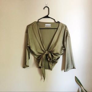 Urban outfitters Nicole satin tie front top